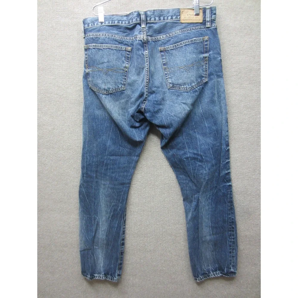 Polo Ralph Lauren Mens Distressed Medium Wash Denim Jeans 36x32 RN 41381